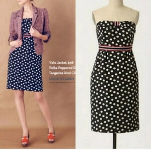Anthropologie  Maeve Polka Peppered strapless dress SZ 2